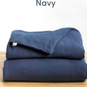 Baloo Living French Linen Navy Duvet Cover for Weighted Blanket Full/Queen 60x80